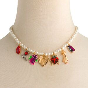 BETSEY JOHNSON Pearl Charm Necklace